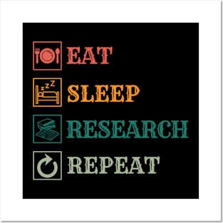 Eat Sleep Research repeat Posters and Art